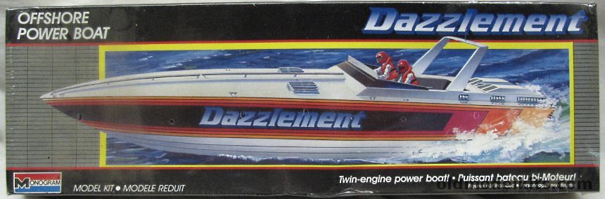 Monogram 1/36 Dazzlement Wellcraft Scarab Offshore Power Boat - (ex Miami Vice Boat), 3106 plastic model kit